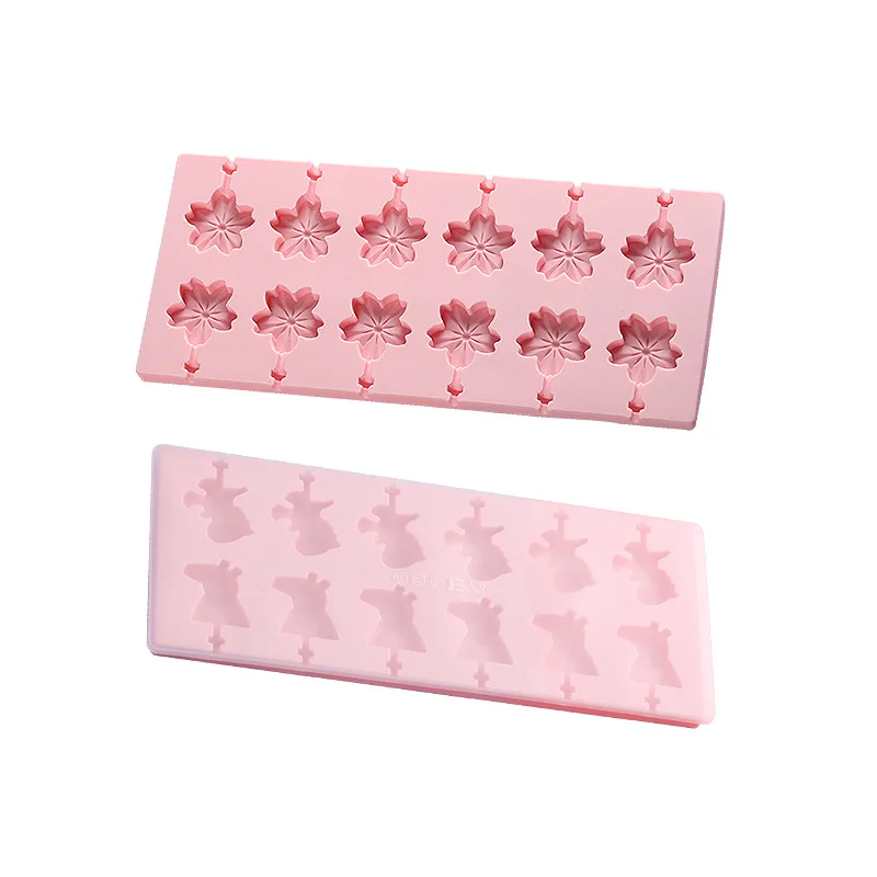 Wholesale Kitchen Items Baking Tools Dinosaur Flower Animals Shapes Hard Candy Chocolate Mould 12 Holes Silicon Lollipop Molds