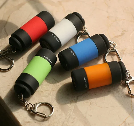 Mini flashlight USB charging LED outdoor small key ring lamp convenient plastic flashlight