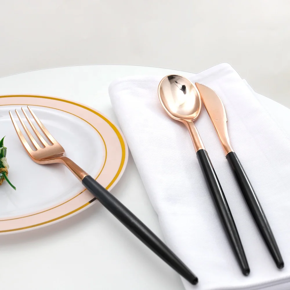 Vintage Style Gold Plastic Silverware Reusable