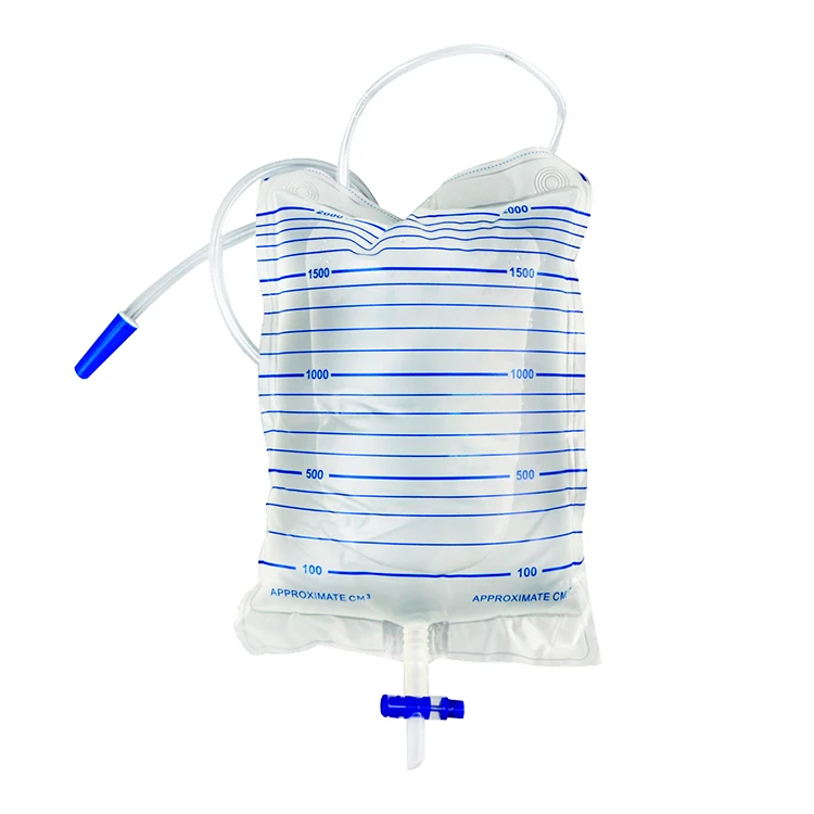 Disposable Medical 2000ml Adult Urine Collection Bag with T Valve