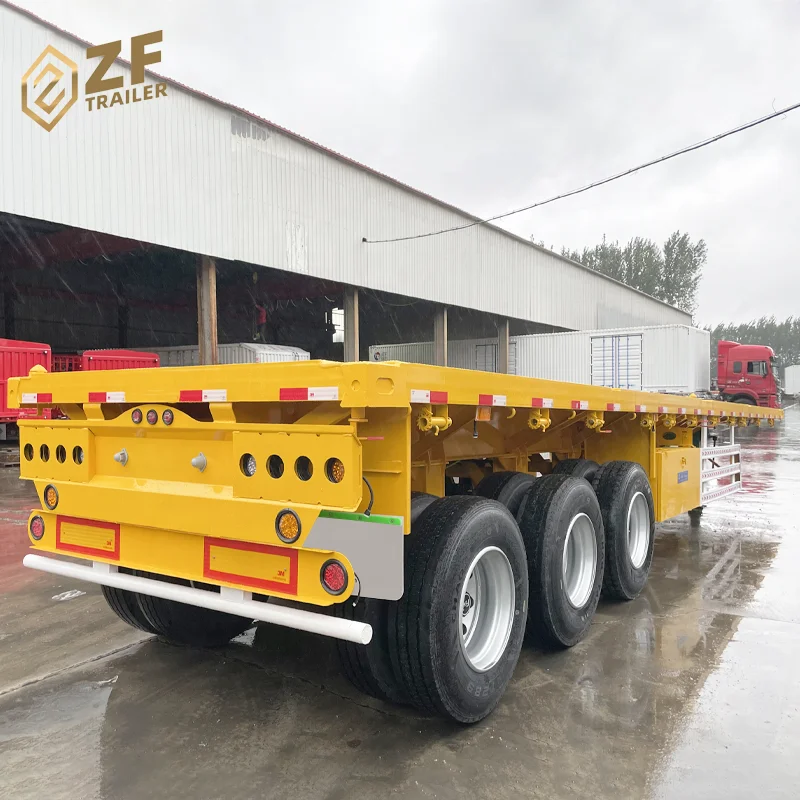 New 4 axle 40 feet Terminal transportation Used Flatbed Container Truck Trailers For Sale