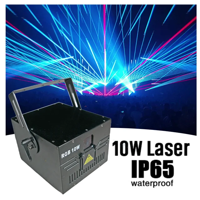 Свадебный лазерный свет DMX ILDA RGB Lazer Show Projector 10 Вт работает с машиной для снежного дыма и анимацией
