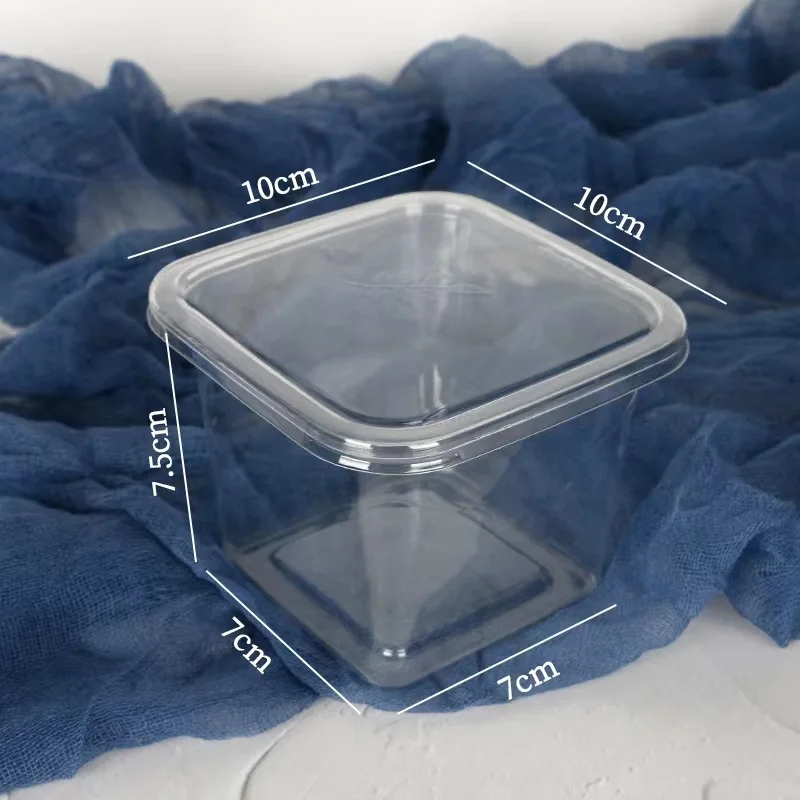 Disposable plastic cup square 360 ml pet cake Dessert cup Yogurt jelly pudding cake cup with lid