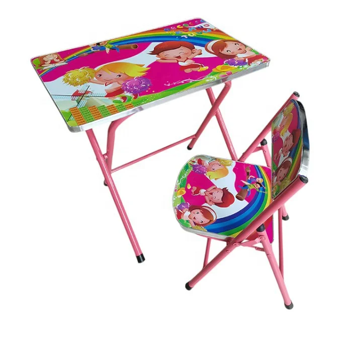 folding mini kids study table chair multi-color