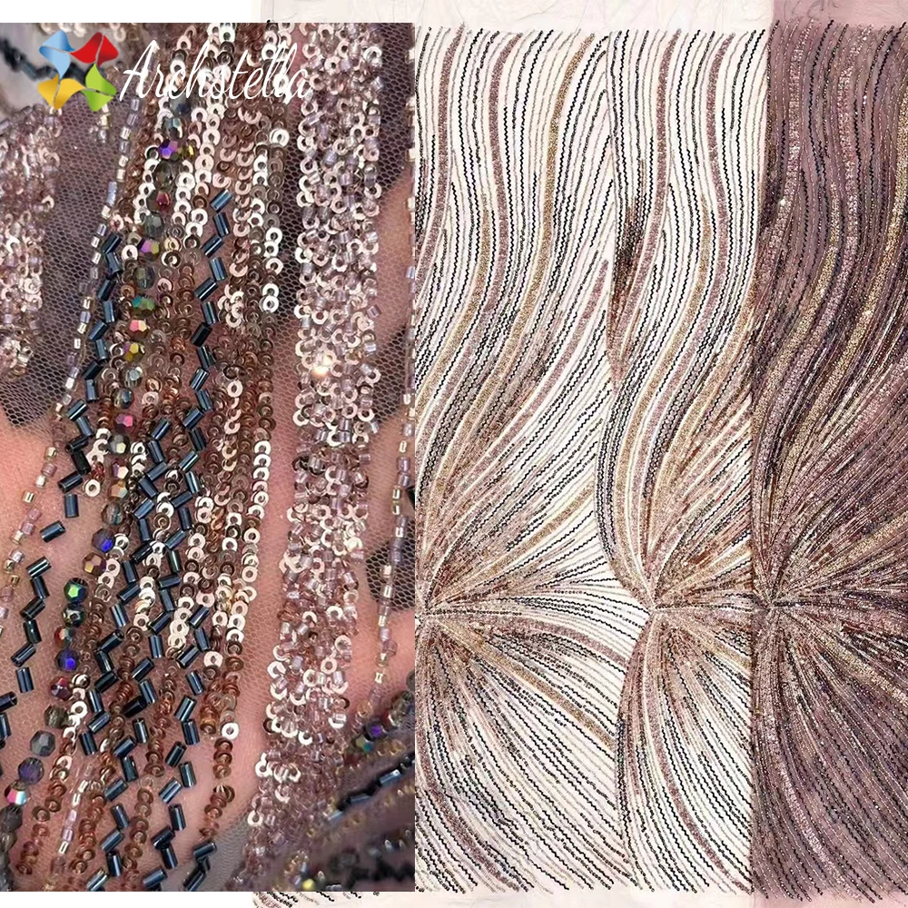 2025 роскошная кружевная ткань ручной работы с бусинами для женщин Дубай