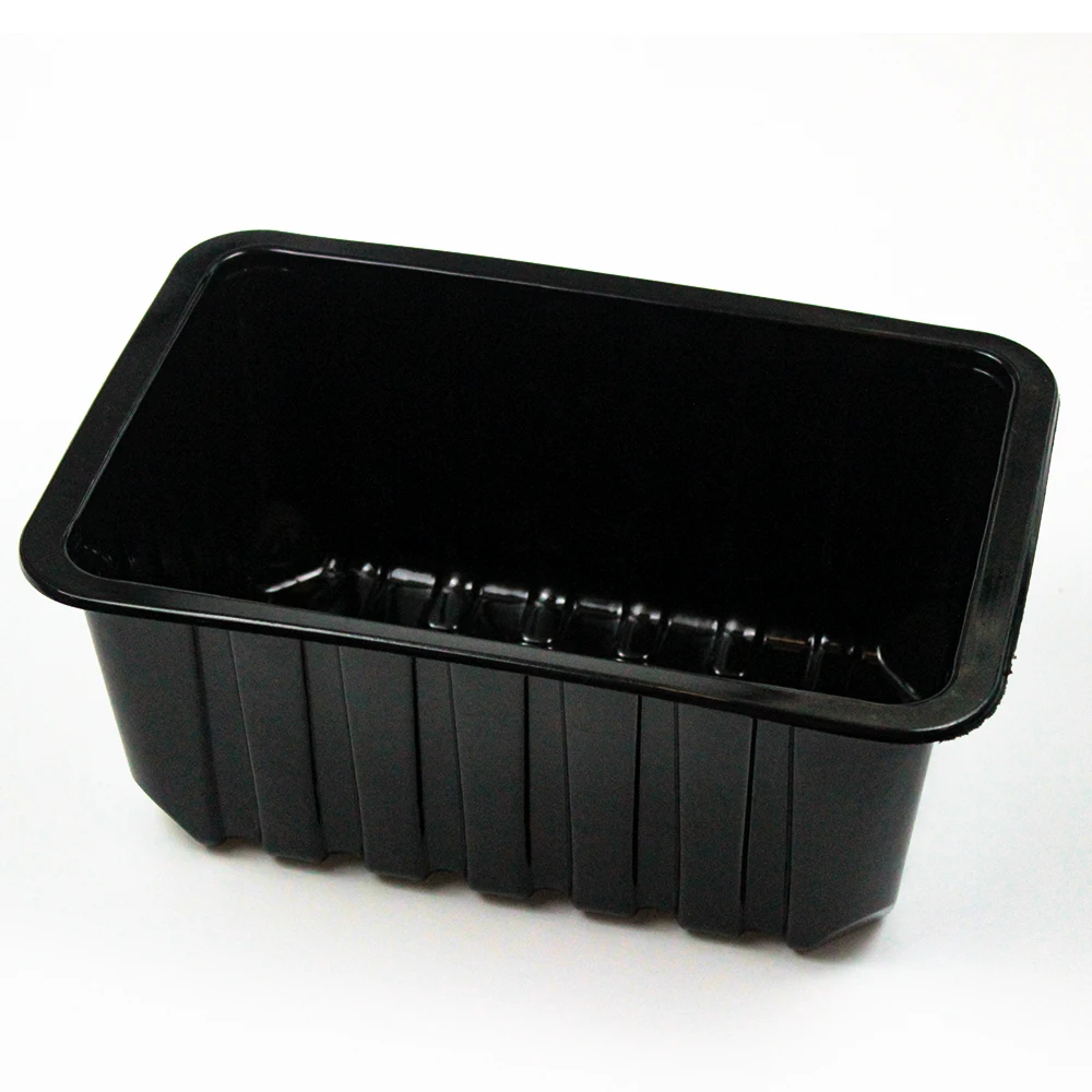 Custom black plastic supermarket fruit vegetable meat disposable PP food tray for packing