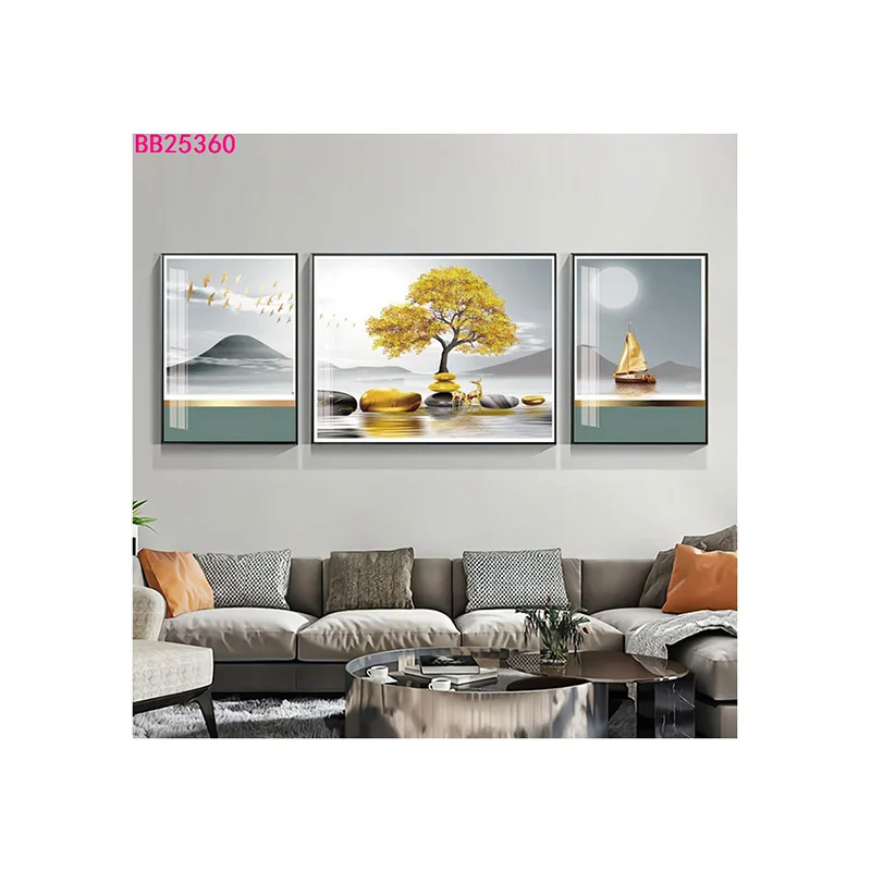 Wall Art Paintings 3D Effect Abstract Crystal Porcelain With Metal Frame Wall Art Decoration Painting