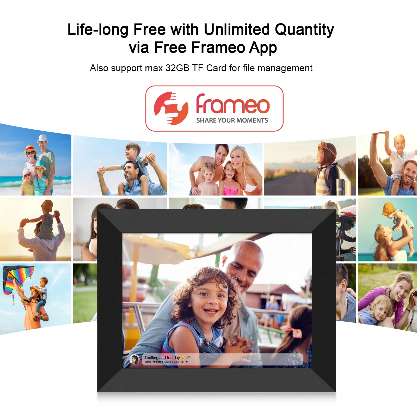 Frameo app 10.1 inch IPS WiFi android LCD led screen digital photo frame support 1280*800 Ips digital picture frame