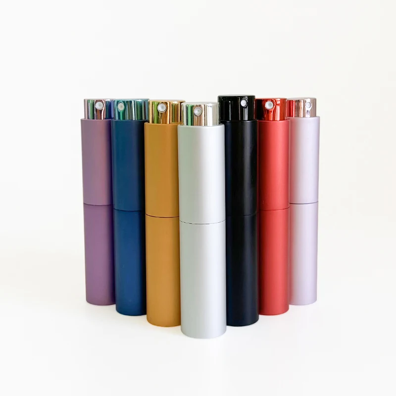 Twist tester atomizers glass tube pink silver black gold 10 ml travelling sample aluminum bottles