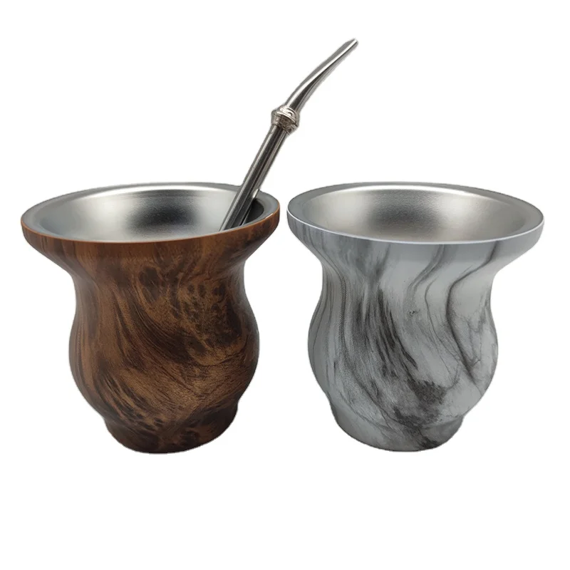 Tazas De Vidrio Para Te Argentine Tea Cup 270Ml Stainless Steel Double Wall Yerba Mate Gourd Cup