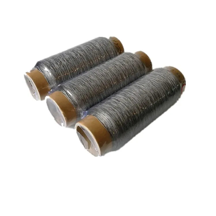 Conductive Core Flexible Sewing Thread Electrical Resistance Wire Stainless Steel Fiber Spun Yarn Metallic Yarn