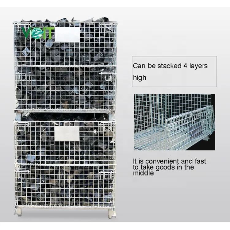 Heavy Duty Steel Industrial Warehouse Storage Mesh Wire Metal Crate
