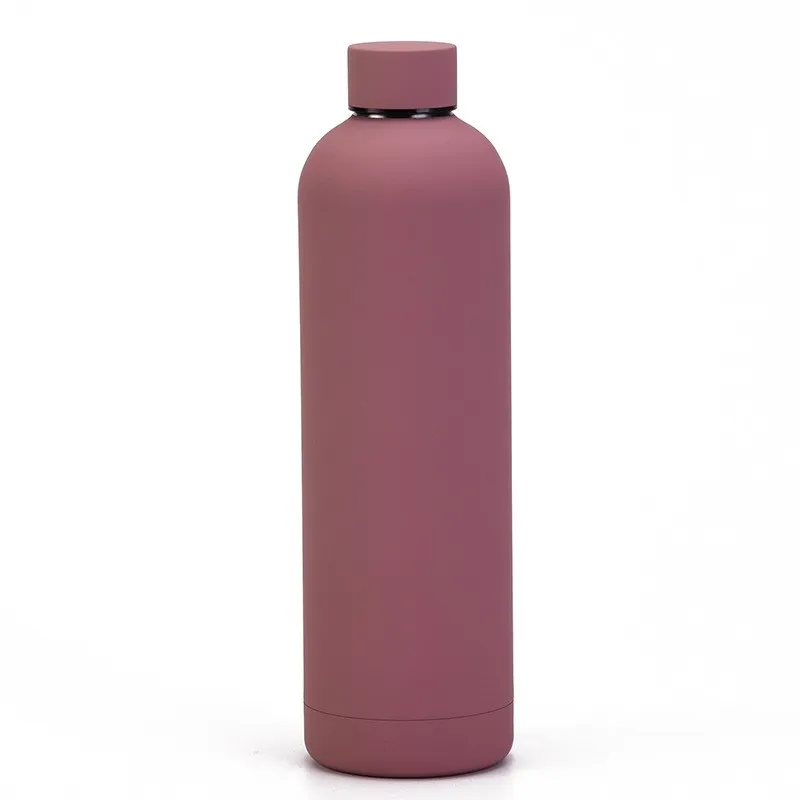 Custom Logo 500 ml  Double Wall Vacuum Insulated Rubber Paint Bottles  Small Mouth Stainless Steel Water Bottle