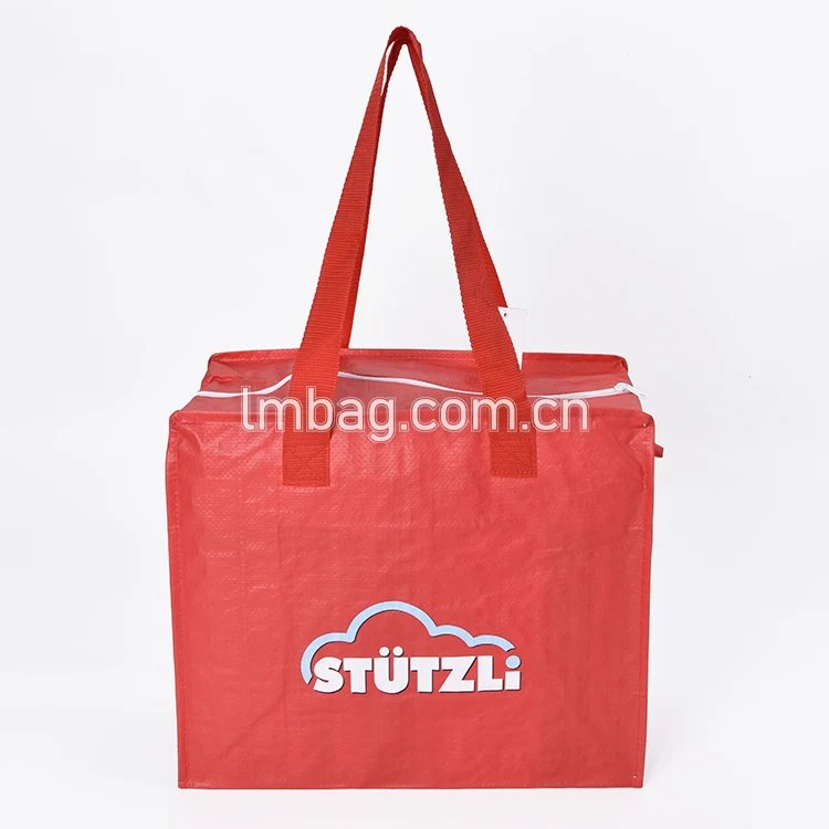 Custom Reusable Recycle Laminated Pp Woven Shopping Bag With Zipper