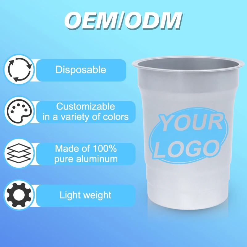 OEM 270ml 480ml 600ml outdoor camping reusable aluminum cold cup disposable aluminum party cups