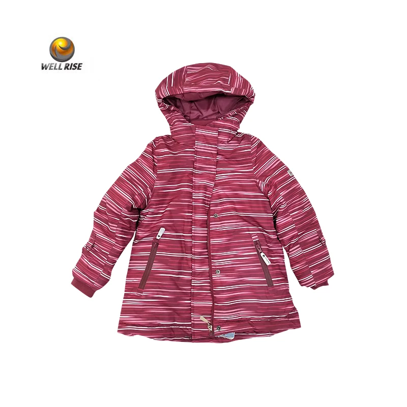 Well Rise Hot selling print nylon ski jacket fabric Waterproof windproof kid ski clothes Seam taped jacket kid ski wear for girl