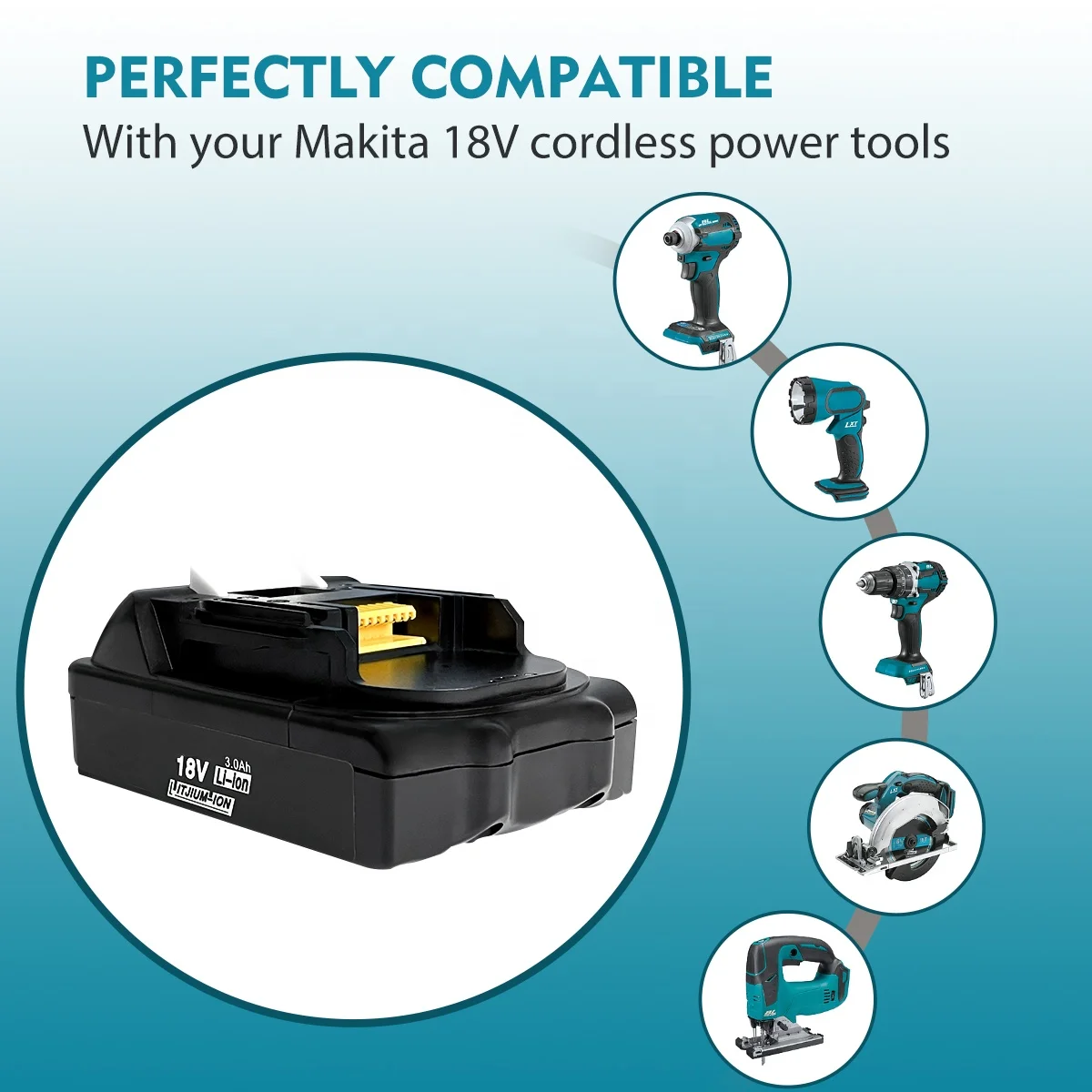Makita Replacement Battery Compatible with Makita Batteries 18 Volt 1.8Ah Battery Drill 18v Lithium Ion BL1815 BL1820 BL1860