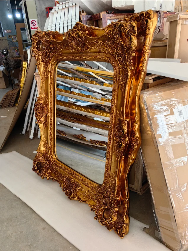 Customized Ornate Antique Large Gold Foil Baroque Art Canvas Vintage Picture Mirror Painting Frame