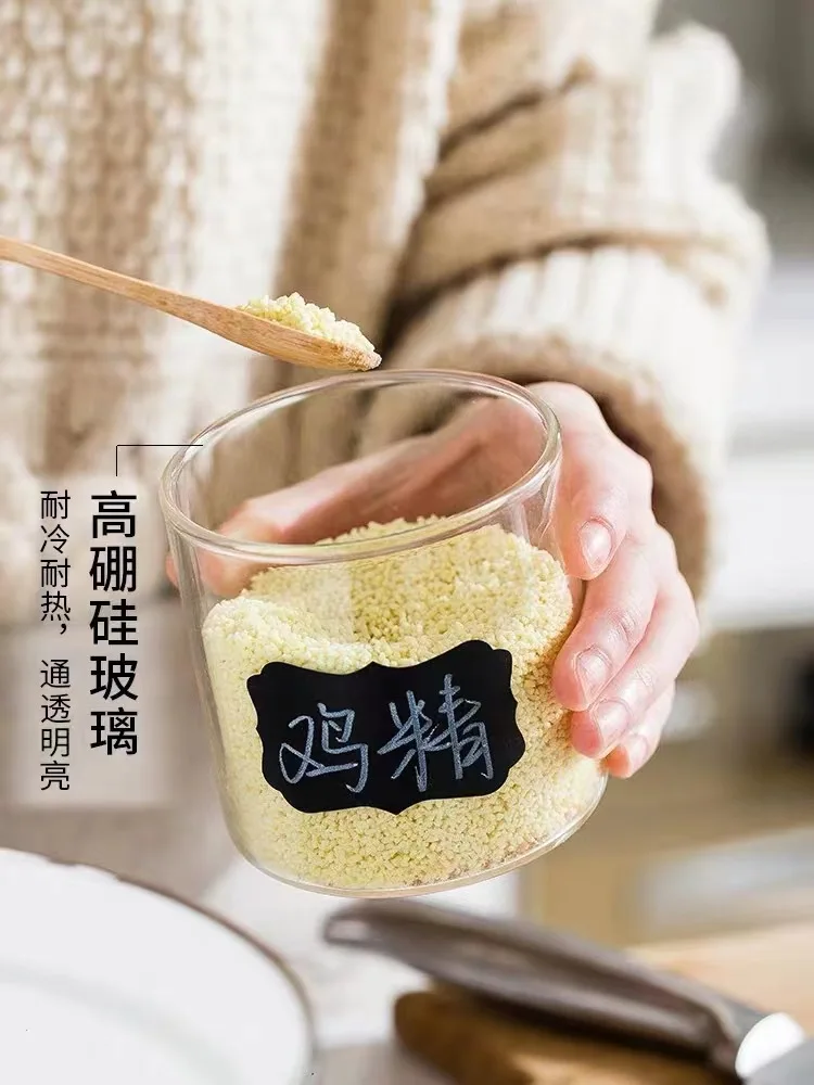 Eco friendly glass jar with bamboo spoon for flavoring glass jar with spoon glass jar with bamboo lid and spoon