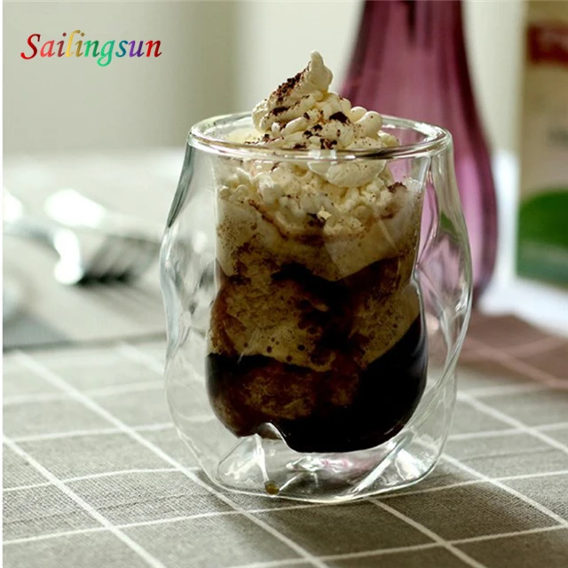 new design funny twisted design handmade pyrex double wall glass coffee cup