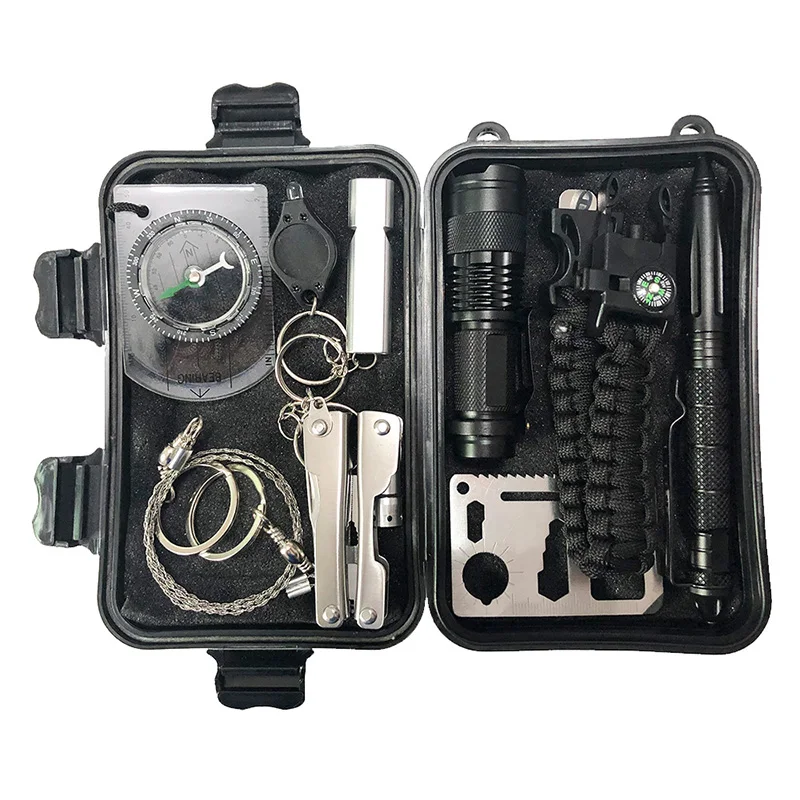 Camping 10 in 1 survival kit Set Outdoor SOS Camping equipment Travel Multifunction First aid Emergency survival kit