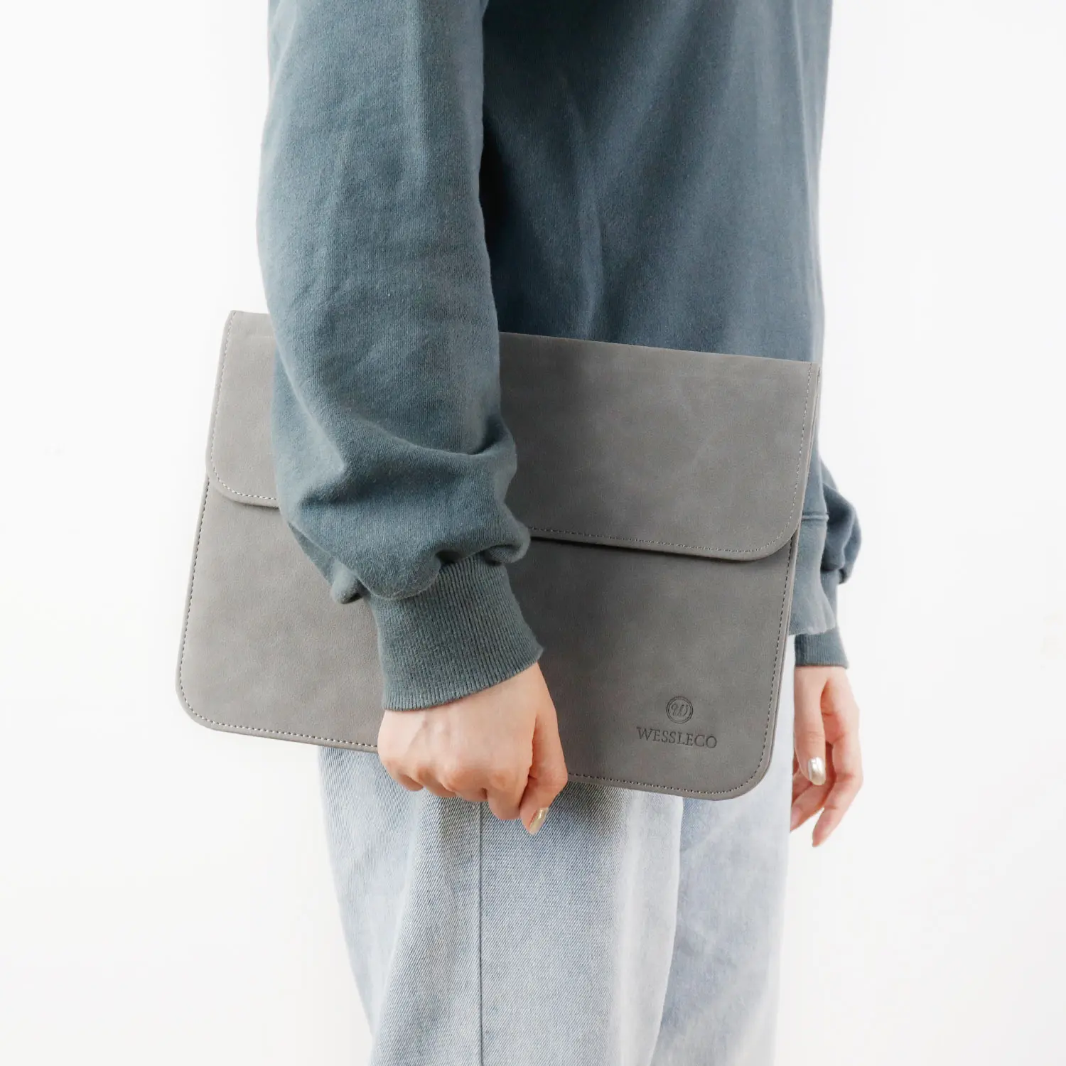 Wessleco waterproof custom Slim fashion pu leather laptop sleeve for Macbook Pro 13 Laptop Sleeve