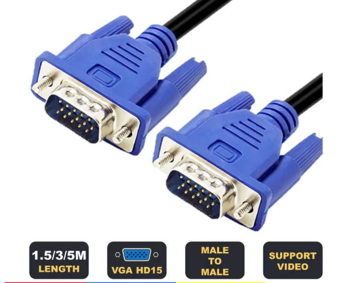 
VGA Male to Male Cable 4.9ft (1.5m) HD 1080P Computer Monitor Cable 15pin 