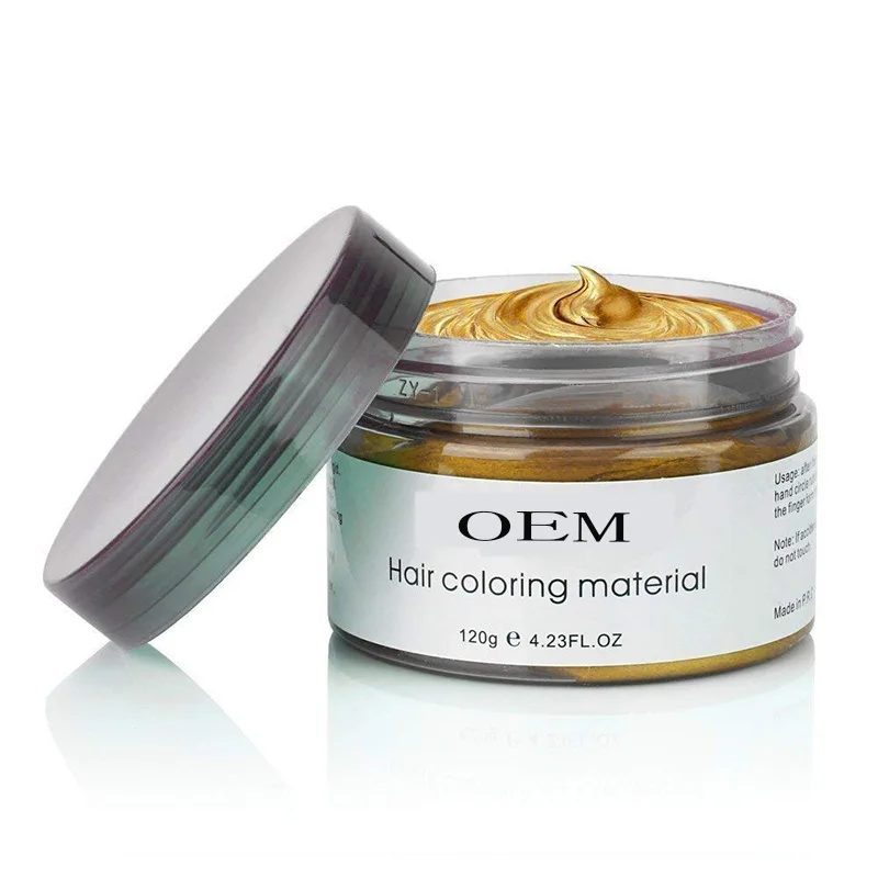 Disposable Color Hair Wax Pomades Green Grey Red Brown Black Blue Gold Hair Dye Mud 120g