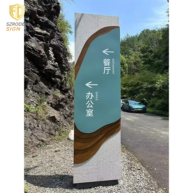 Aluminum Curved Outdoor Free Standing Signage Led Lighting Wayfinding Directional Pylon Sign