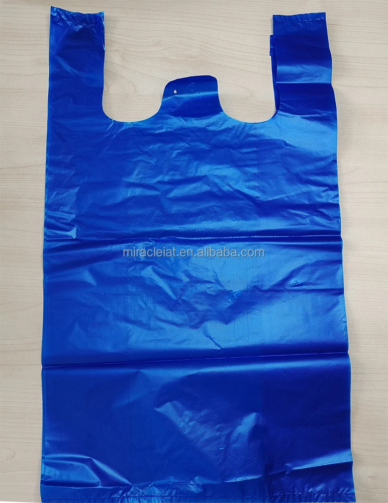 polythene eco friendly bags t-shirt bag hdpe film HDPE blue bags  for shopping