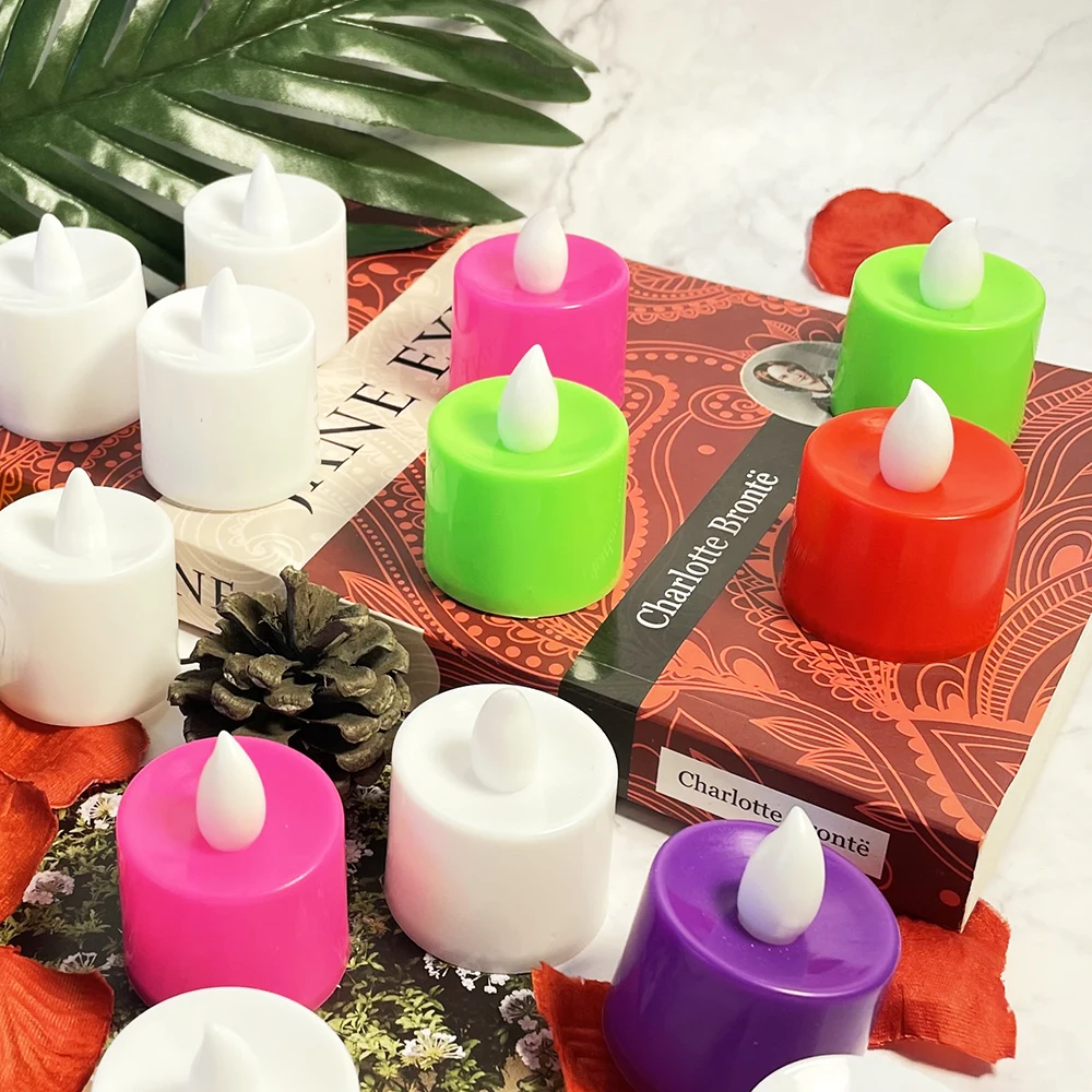 Wholesale Mini LED Tea Light Candle Plastic Flickering Flame Battery Operated Pillar LED candles tealight for wedding home decor