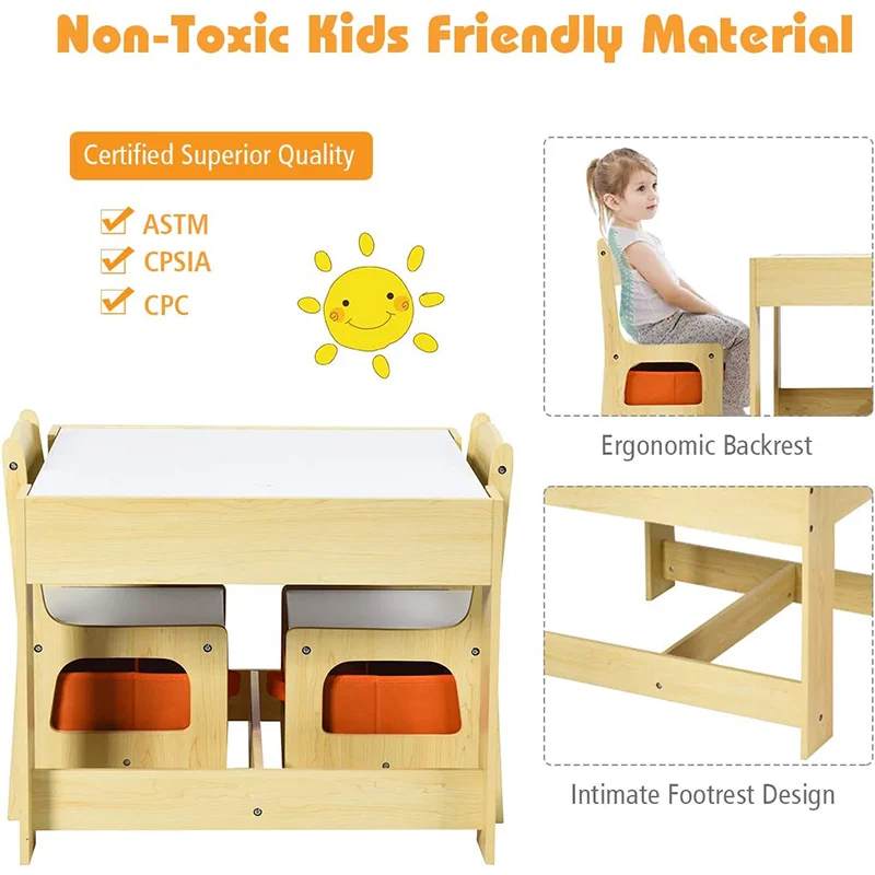 Wholesale Toddler Kindergarten Chalkboard Reading Learning Play Solid Wooden Furniture Children Kids Study Table And Chair Set