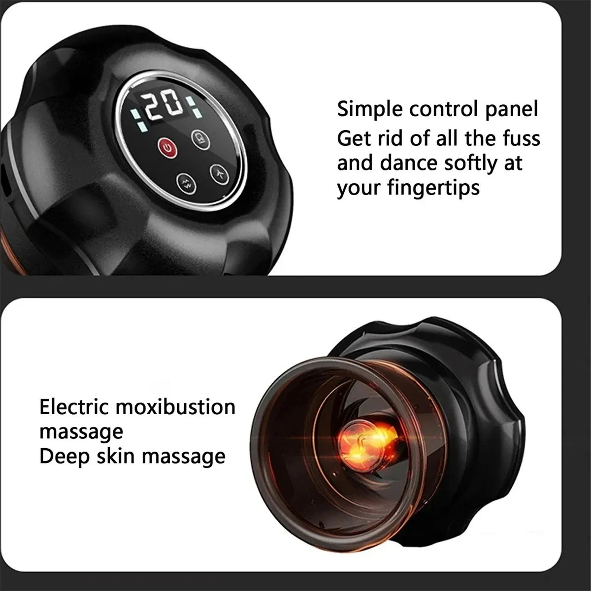 New design 12 Levels Eelectricity moxibustion Vacuum Cupping Intelligent Breathing Negative Pressure Massager  (Multicolor)