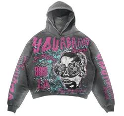 Custom Manufacturer Y2k Heavy Weight Dtg Print Knitted Hoodie Vintage Wash Cropped Raw Hem Hoodies Hombre