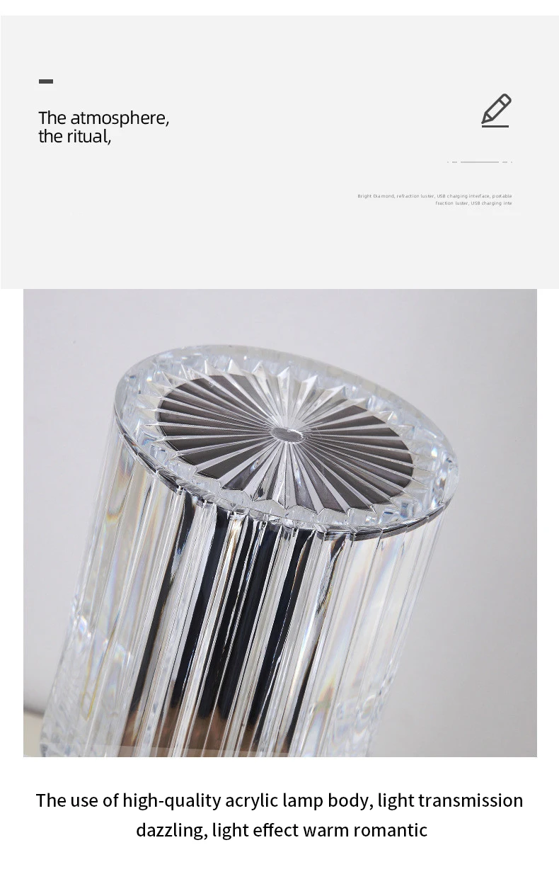 Romantic Portable 16 Color Atmosphere USB Rechargeable Rose Remote Acrylic Crystal Decorative LED night lights table lamp