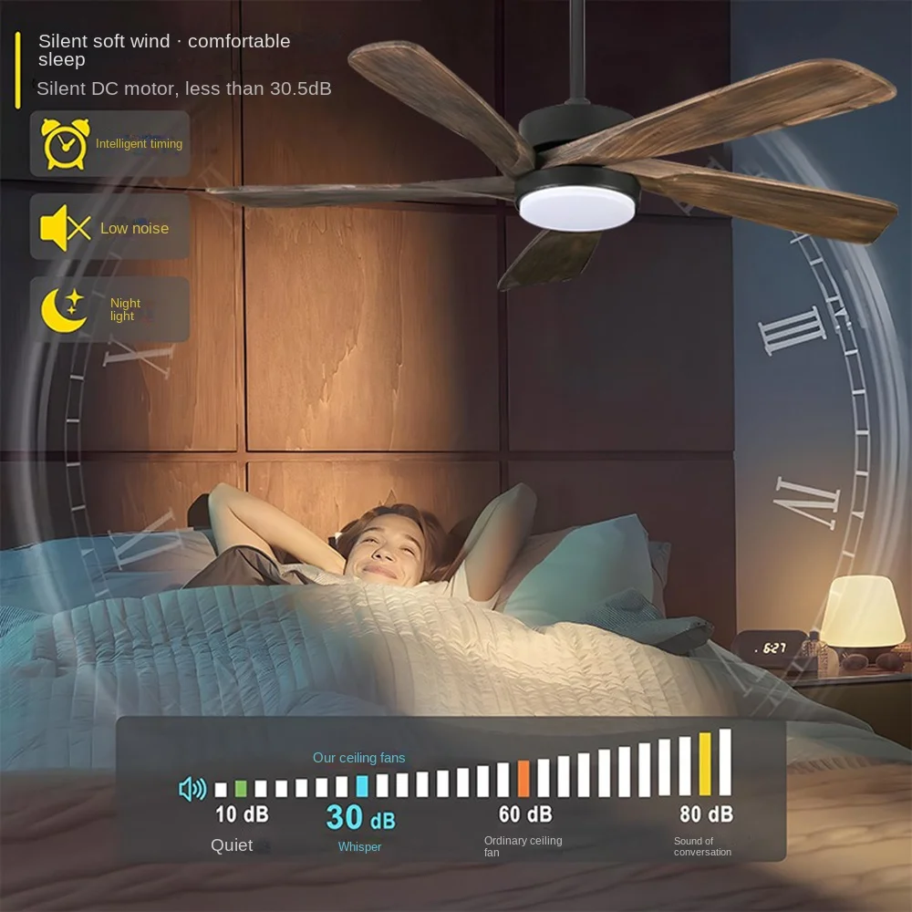 Modern Nordic Simple 52 Inch ABS 5 Blades Household Low Noise Remote Control Bldc Led Ceiling Fan With Light