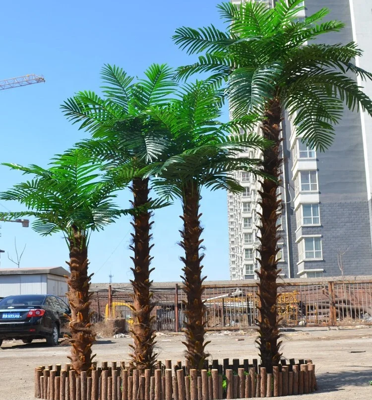 China Manufactory Outdoor Garden Decor Used Customised Artificial Phoenix Palm Trees With Fiberglass Trunks