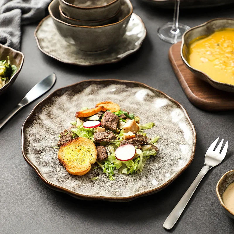 China Factory OEM ODM Large Round Plate Shallow Luxury Color Glaze 10.2 /8.6 Inch Stoneware Side Dinner Ceramic Dishes & Plate