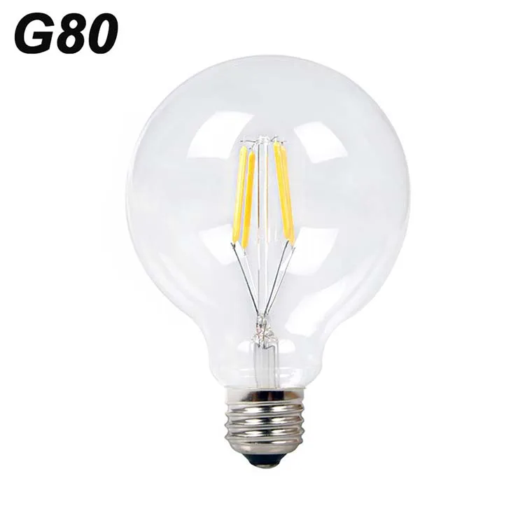High Quality G80 Decorative Edison LED Light E26 E27 B22 120v 220v 4w 6w 8w Dimmable Led Filament Bulb