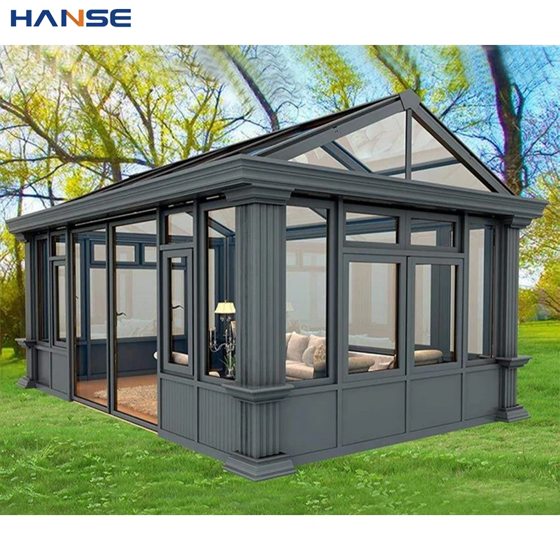 Balcony free standing winter garden aluminum frame slant roof sunrooms solarium glass house sunroom