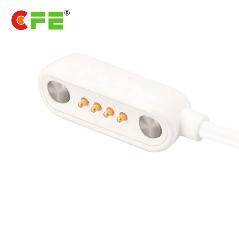 White 4 pin magnetic charging cable connector for smart watch