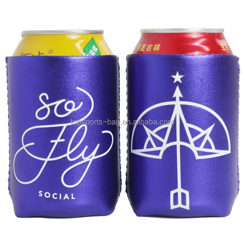 Silk Screen Customized Logo Neoprene Sapphire Metallic Beer Can Coolie Glitter 12 oz Beer Can Holder