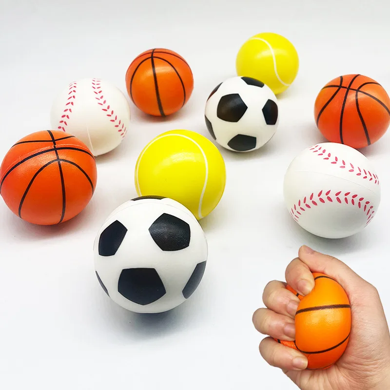 60mm Pu Foam Sports Stress Ball Pu Football Basketball Tennis Baseball Toy For Kids Promotional Gift Ball Accept Custom Logo