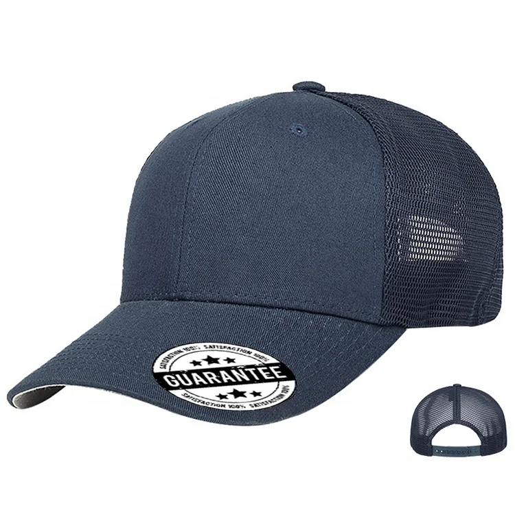 Solid Color Mesh Cap Blank Cotton Classic 6 Panel Trucker Hats With Custom Logo