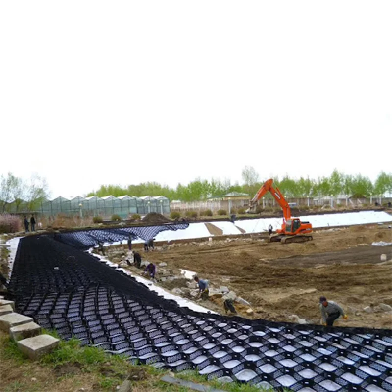 ASTM Стандартный 1-1,5 мм Дорожный необработанный материал Высокопрочный пластик hdpe Гео-ячейка черный сотовый гравий сетка геоячейка