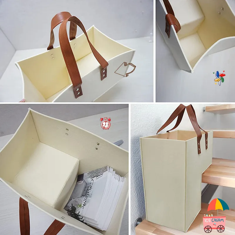 Large Capacity Felt L-shape Stair Basket Step Bin Sundries Holder Staircase Storage Organizer for Toys