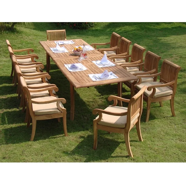 Outside Home Garden Decoration modern banquet outdoor garden wood chairs dining table set Chew Taxap Price Low Tax