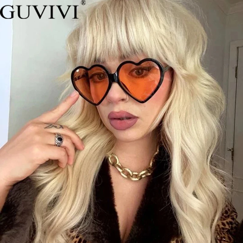 Women Luxury Heart Shaped Sunglasses Lovely Red Frame Unisex Eyeglasses Cute Party Travel Decoration Rainbow Color Glasses