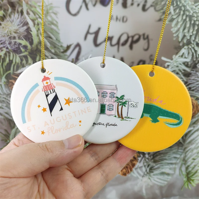 1 Round Christmas Ceramic Ornament Blanks Star Ball Shape Acrylic Aluminum Ceramic Ornaments for Sublimation Ceramic Ornament