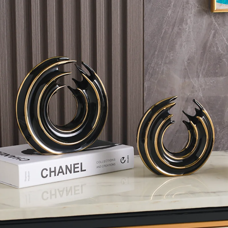 modern art creative animal  gold plated swan design ceramic home decor